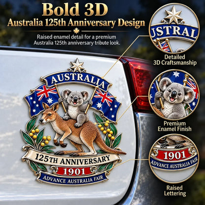 ⏳ Last Day 49% OFF – 🇦🇺 Australia 125th Anniversary 3D Metal Badge | 🖤 Waterproof • No Fade • No Rust • Adhesive & Magnetic 2-in-1 🚗