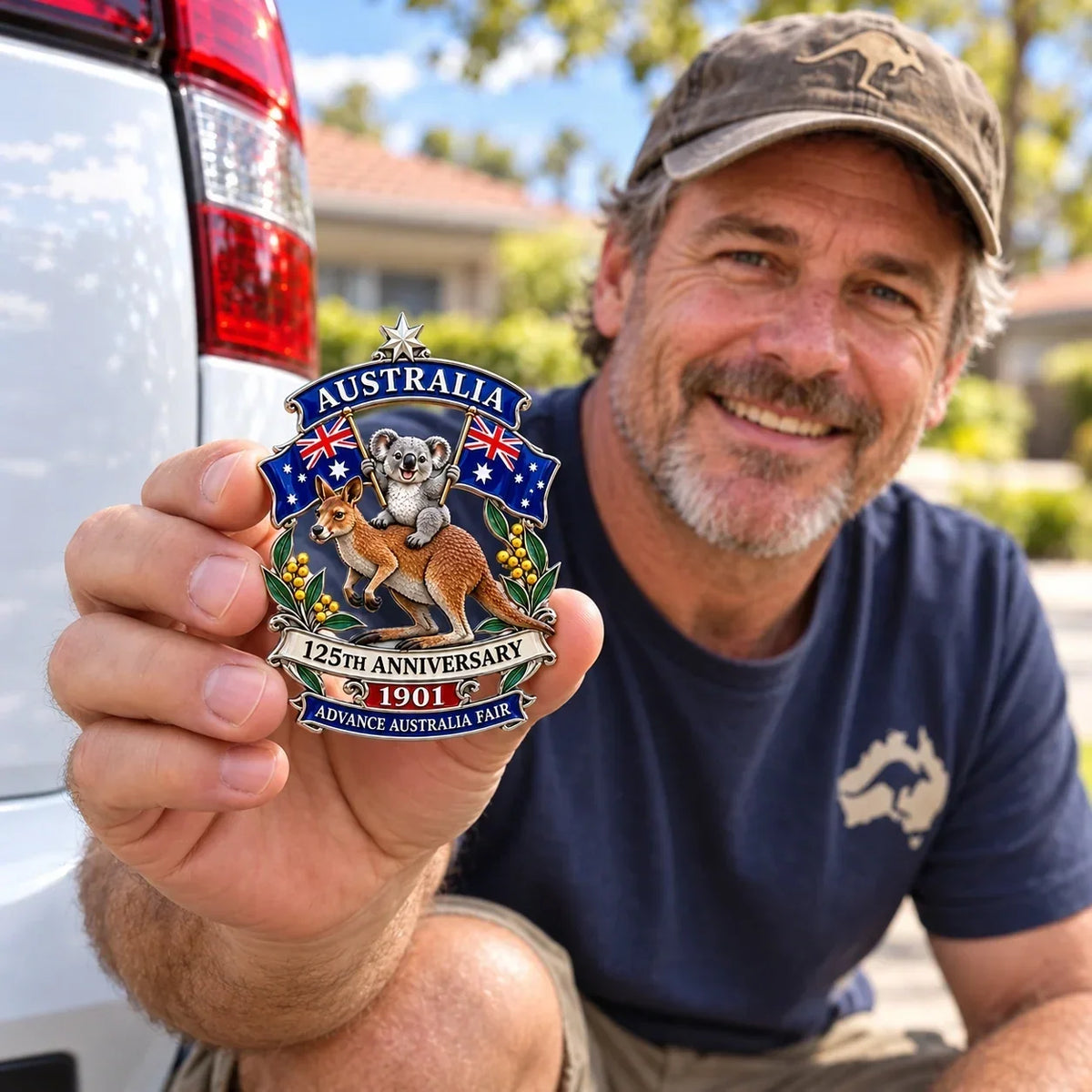 ⏳ Last Day 49% OFF – 🇦🇺 Australia 125th Anniversary 3D Metal Badge | 🖤 Waterproof • No Fade • No Rust • Adhesive & Magnetic 2-in-1 🚗