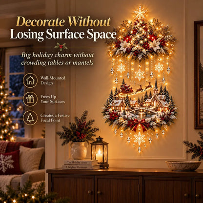 🎄✨ Lighted Christmas Tree & Village Wall Hanging – Glowing Winter Wonderland Decor ❤️