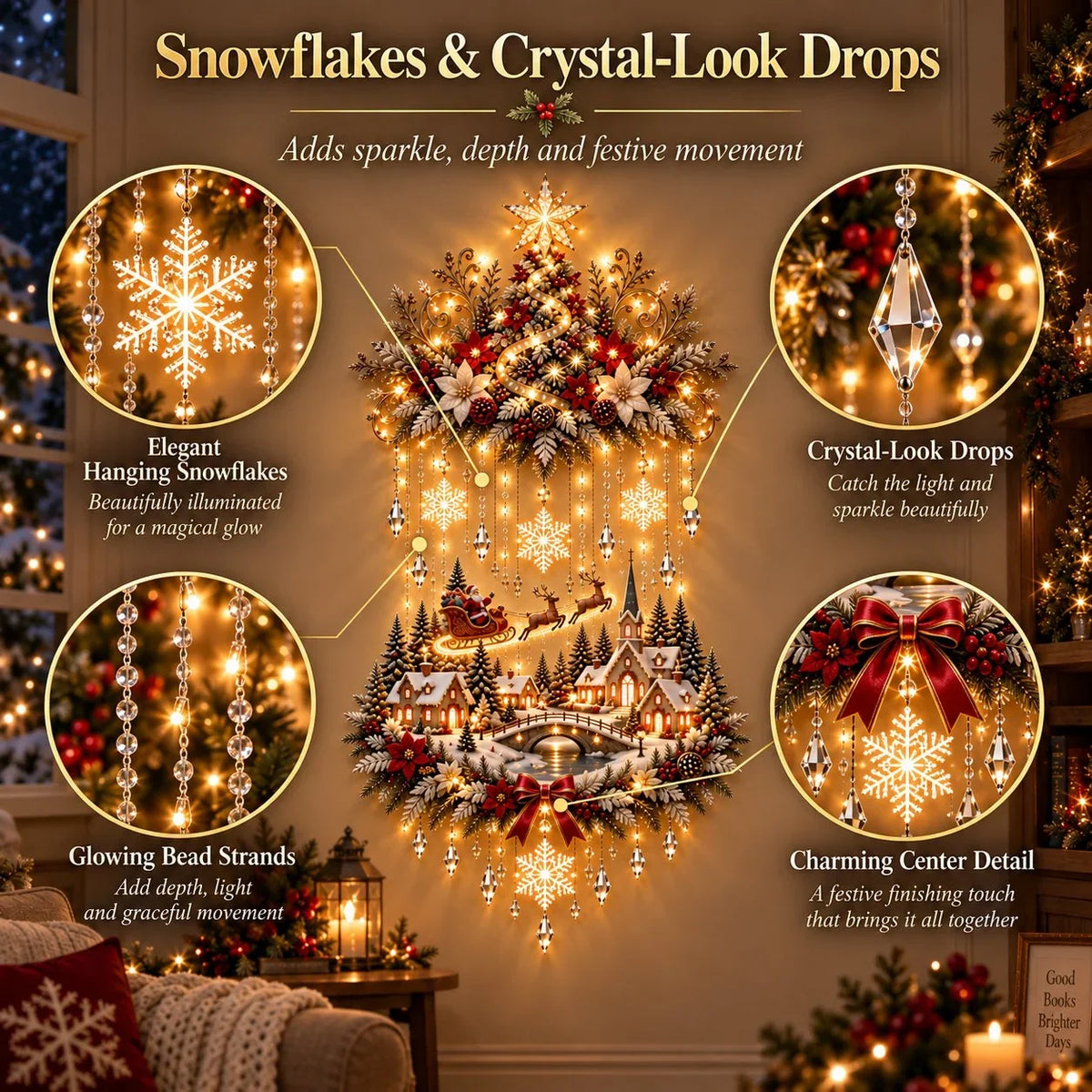 🎄✨ Lighted Christmas Tree & Village Wall Hanging – Glowing Winter Wonderland Decor ❤️