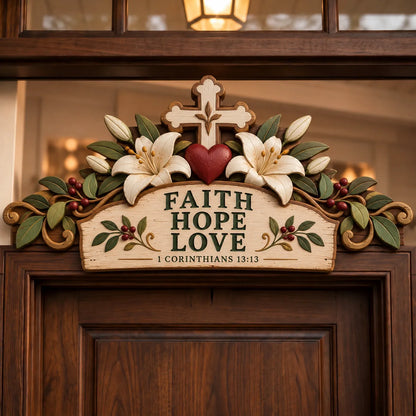 ✝️ Christian Faith & Blessings Door Topper – 6 Scripture-Inspired Farmhouse Doorway Decorations