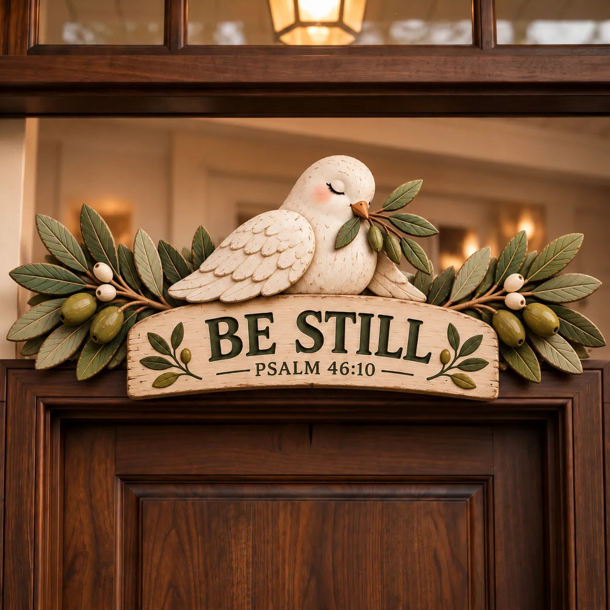 Christian Under His Wings Psalm 91:4 topper in a warmly decorated room
