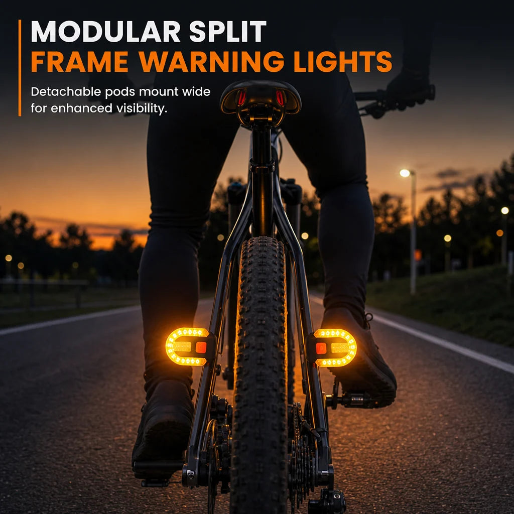 🚴💡 Wireless Bike Turn Signals – Thumb Control, Split Rear Lights & Type-C Charging