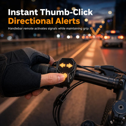 🚴💡 Wireless Bike Turn Signals – Thumb Control, Split Rear Lights & Type-C Charging
