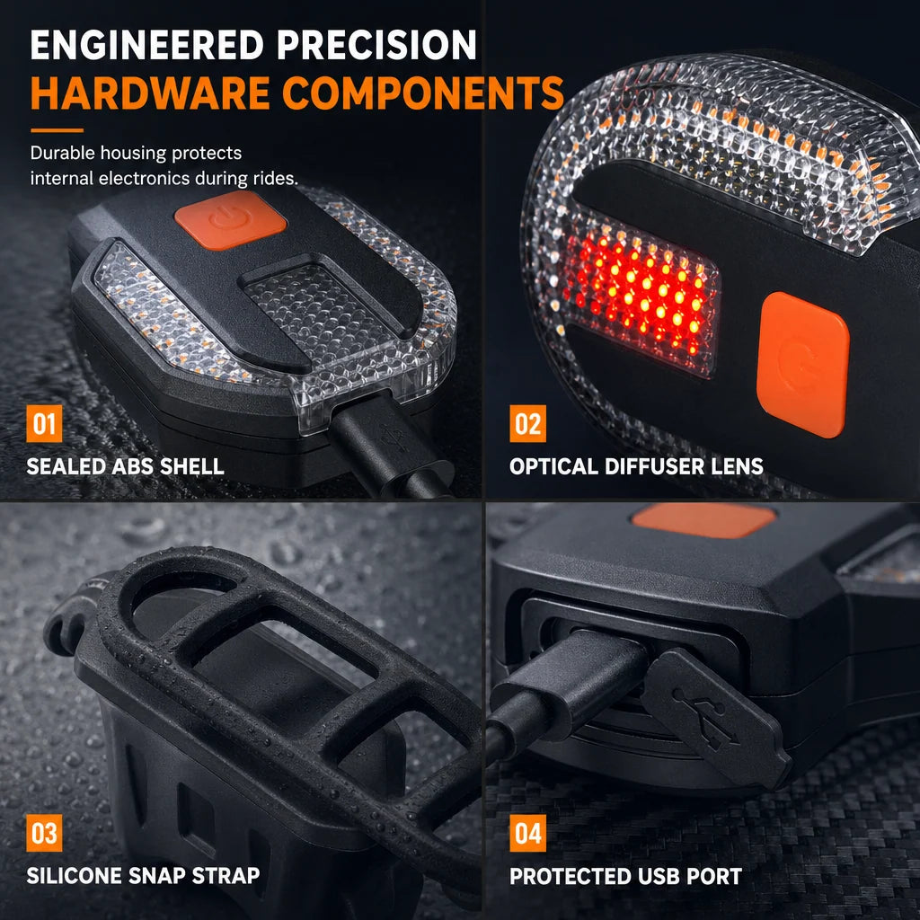 🚴💡 Wireless Bike Turn Signals – Thumb Control, Split Rear Lights & Type-C Charging