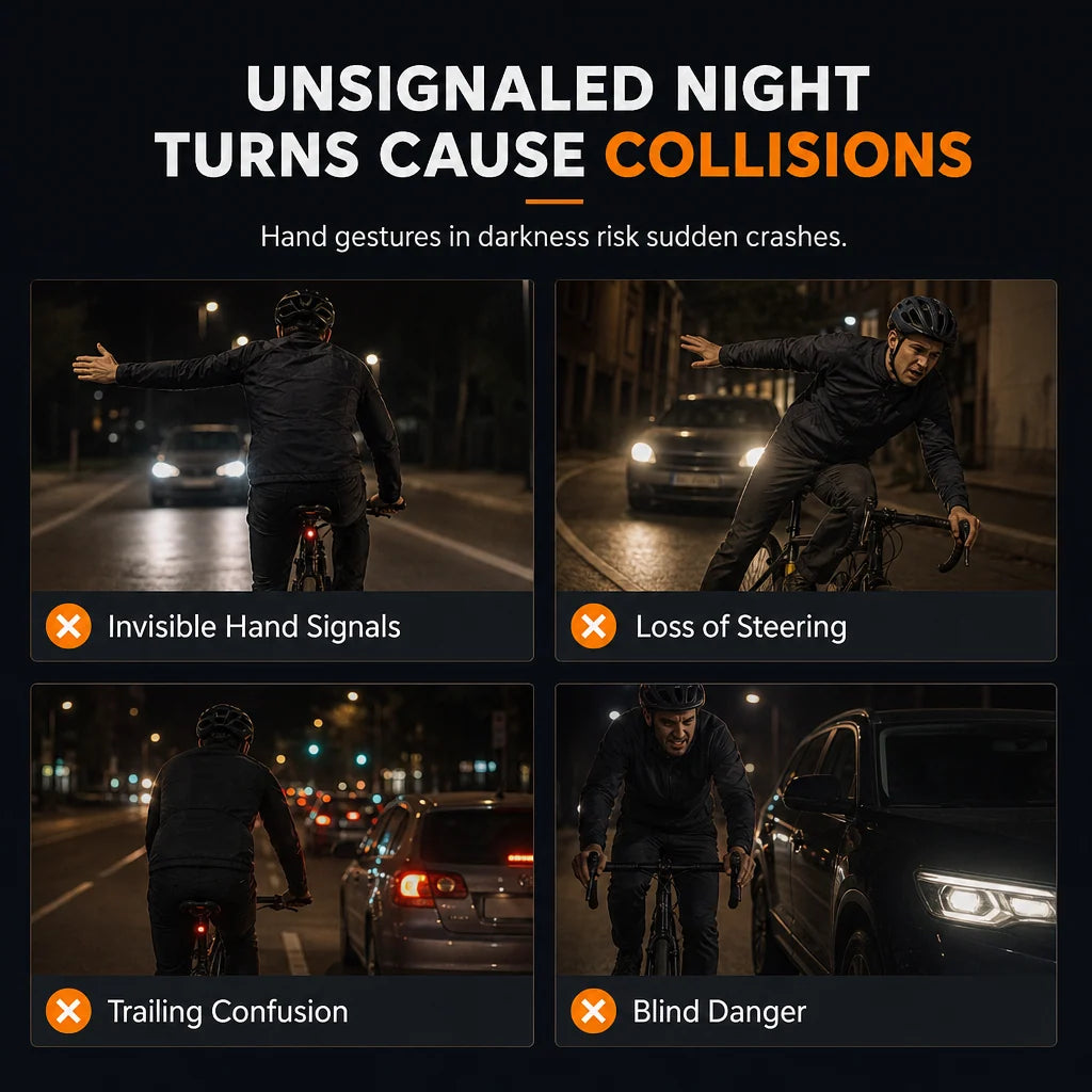 🚴💡 Wireless Bike Turn Signals – Thumb Control, Split Rear Lights & Type-C Charging