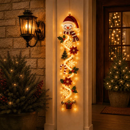 Lighted Christmas Door Hanger – 6 Festive Designs with Warm Glow & 3D Details