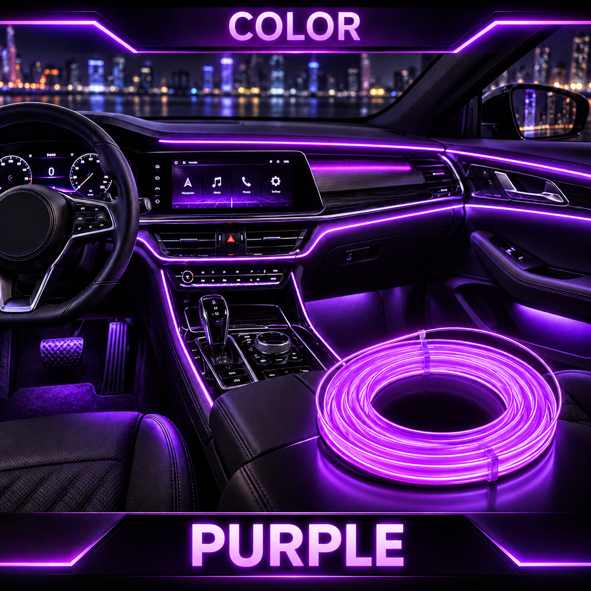 🚗✨ Car Interior LED Strip Lights – Ultra-Slim Ambient Lighting in 9 Colors