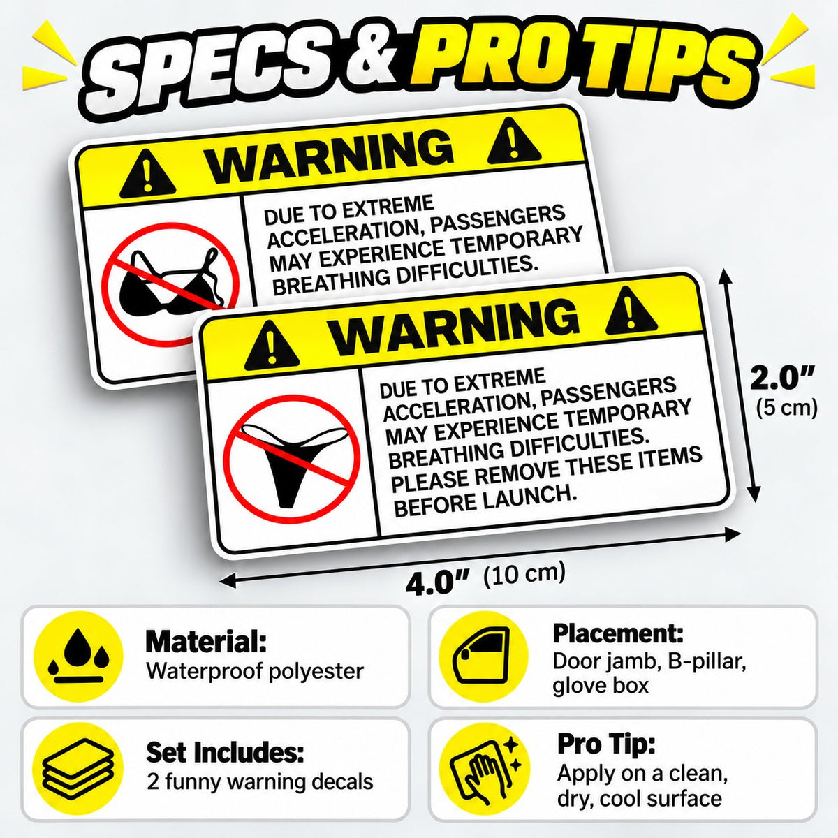 Funny Extreme Acceleration Warning Decal Set 😂🏎️
