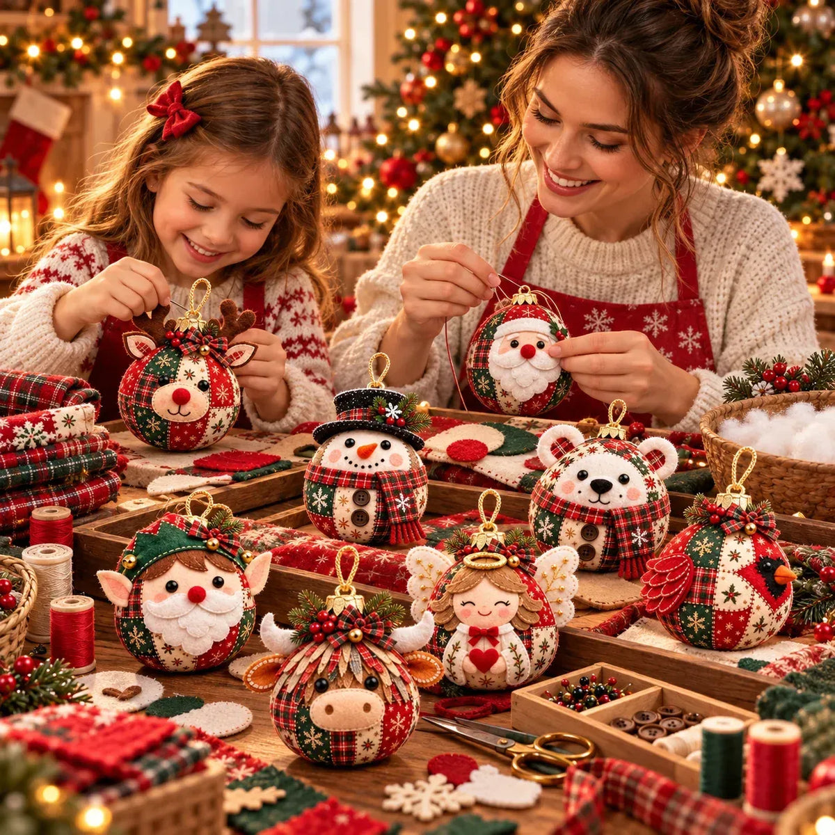 🎄 Easy DIY Patchwork Christmas Ornaments – 8 Adorable Holiday Characters ✨