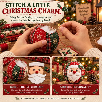 🎄 Easy DIY Patchwork Christmas Ornaments – 8 Adorable Holiday Characters ✨