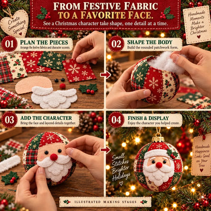 🎄 Easy DIY Patchwork Christmas Ornaments – 8 Adorable Holiday Characters ✨