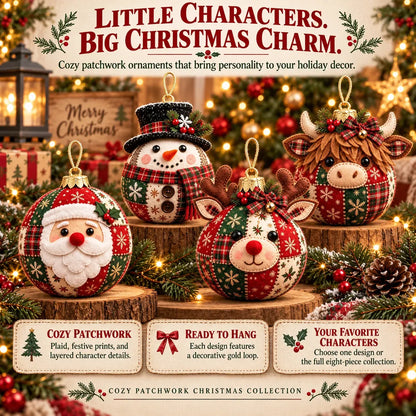 🎄 Easy DIY Patchwork Christmas Ornaments – 8 Adorable Holiday Characters ✨