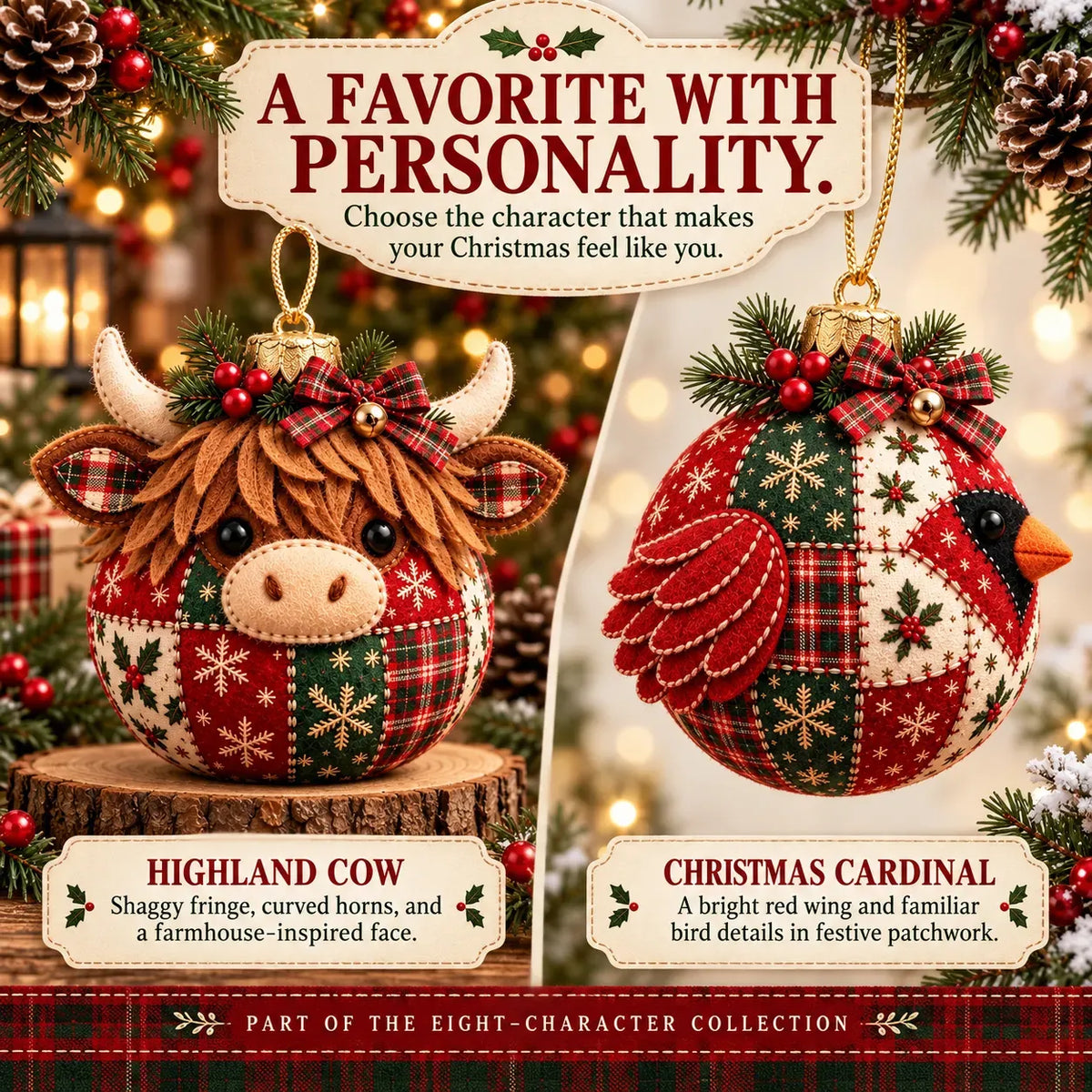 🎄 Easy DIY Patchwork Christmas Ornaments – 8 Adorable Holiday Characters ✨