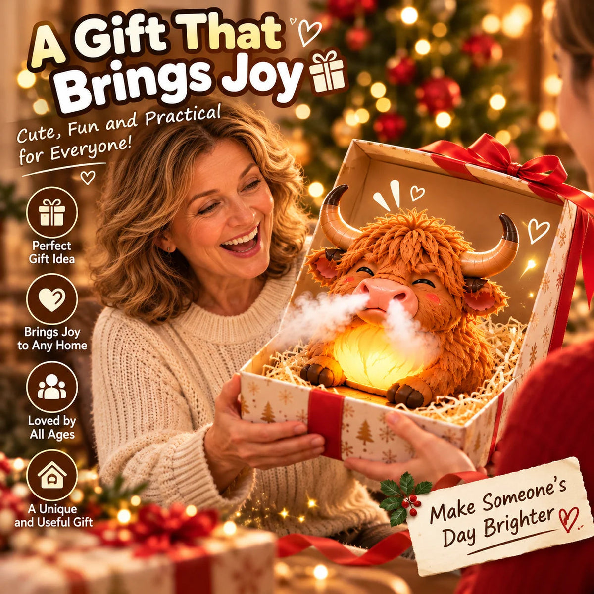 🔥🔥🔥😊 Highland Cow Huff™ – Tap-to-Puff Humidifier & Colorful Night Light ✨🎁