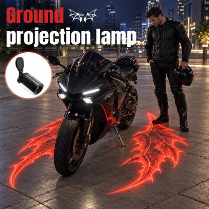 🏍️🔥 Motorcycle Devil Wing Ground Projector Lights – Red Gothic Night Display
