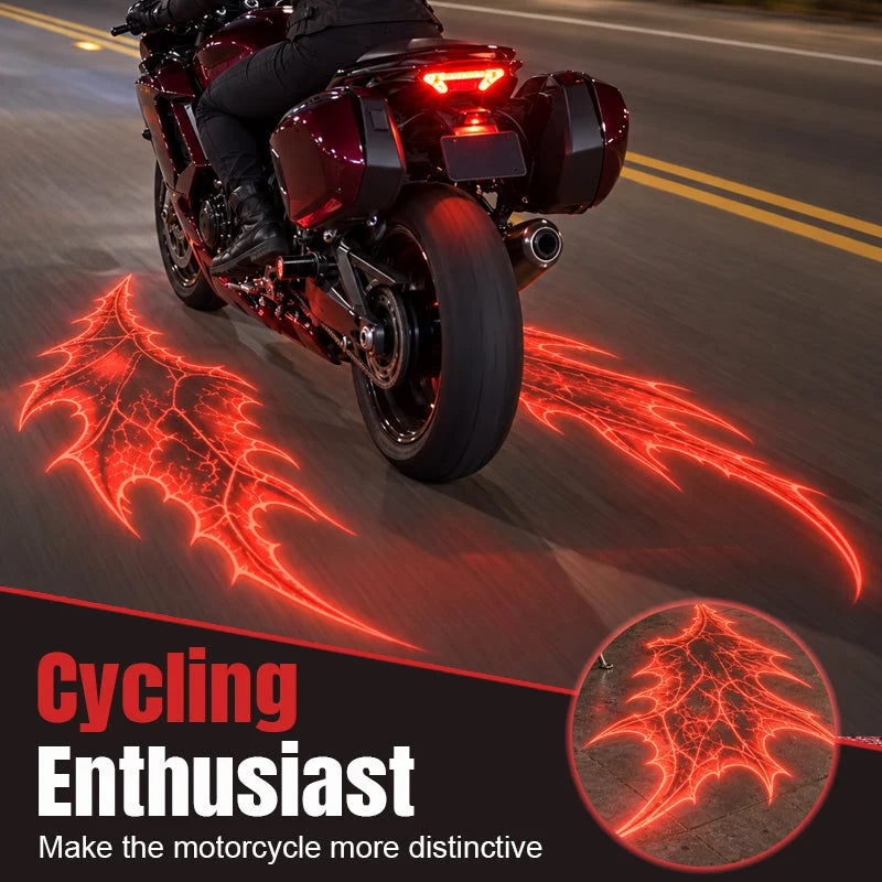 🏍️🔥 Motorcycle Devil Wing Ground Projector Lights – Red Gothic Night Display