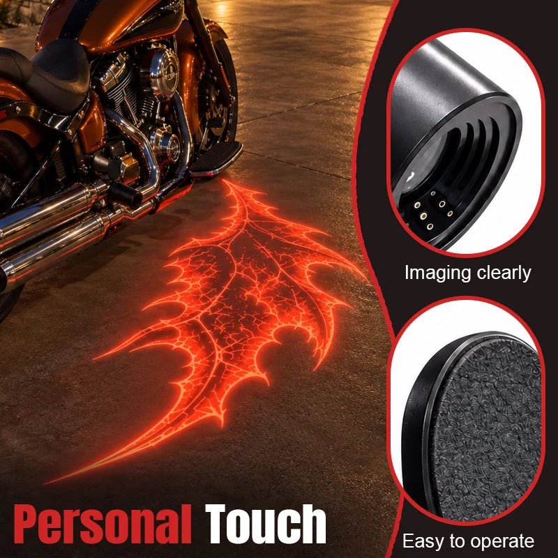 🏍️🔥 Motorcycle Devil Wing Ground Projector Lights – Red Gothic Night Display