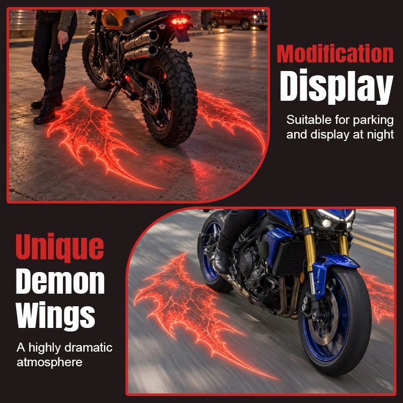 🏍️🔥 Motorcycle Devil Wing Ground Projector Lights – Red Gothic Night Display