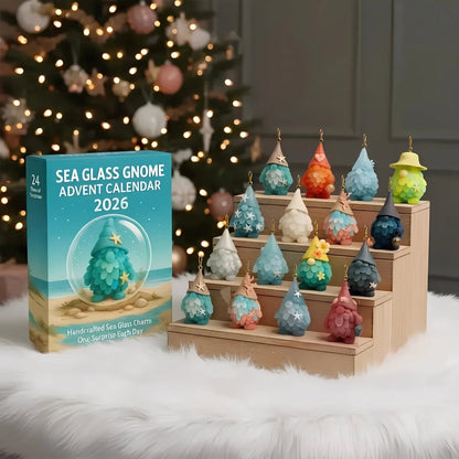 🌊Sea Glass Gnome Advent Calendar 2026 | 24 Coastal Gnome Charms for Christmas Countdown, Tree Decor & Holiday Gifts 🎄