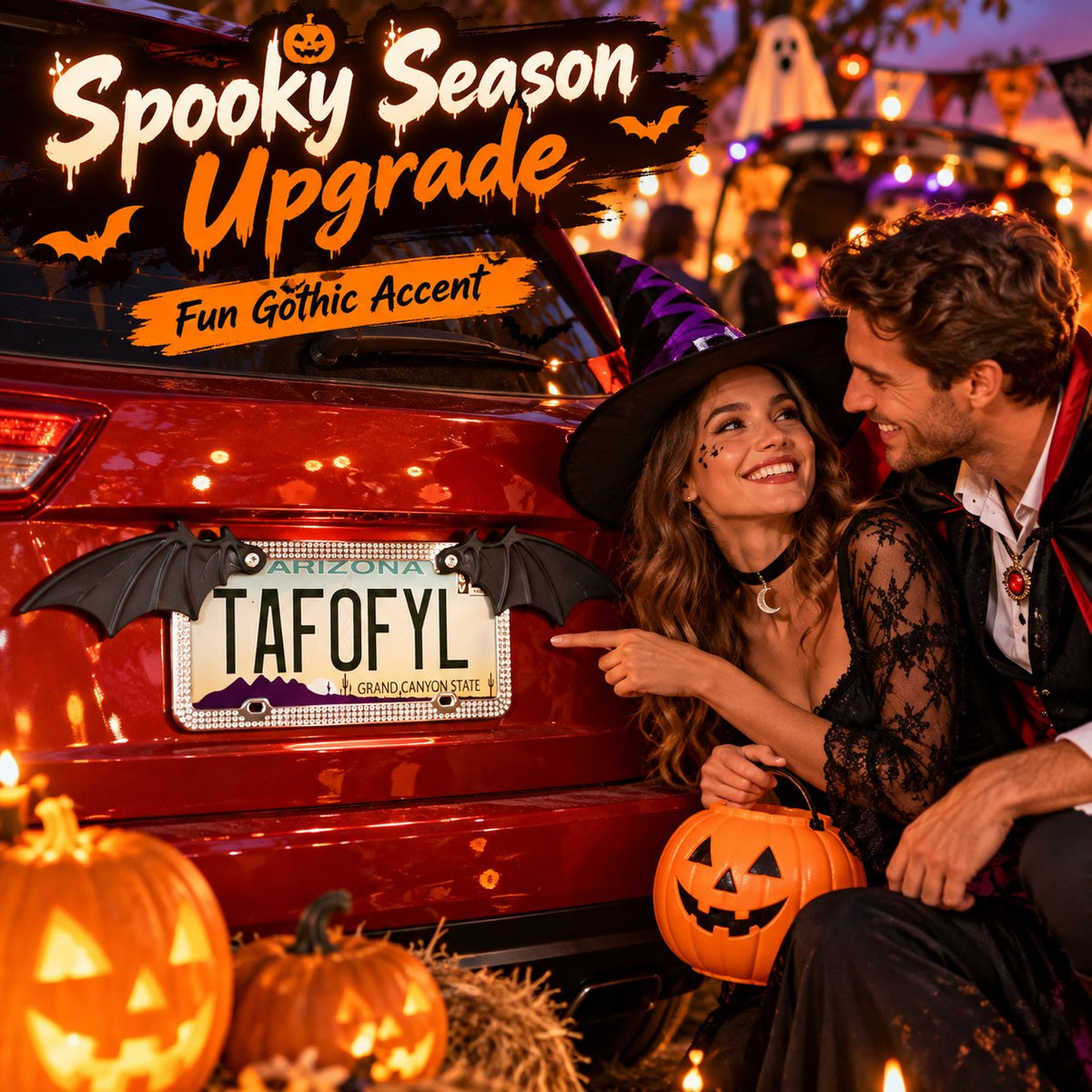 🔥HOT SALE 49% OFF - 🦇 Spooky Bat Wing License Plate Decor – Give Your Ride a Halloween Twist! 🎃(1 Pair)