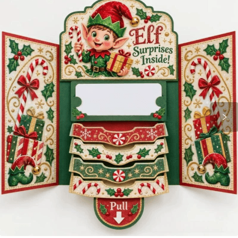 🎄 50% OFF – 4PCS Waterfall Christmas Gift Card Booklet | Fun Pull-Out Surprise 🎁✨