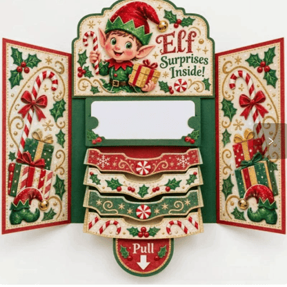 🎄 50% OFF – 4PCS Waterfall Christmas Gift Card Booklet | Fun Pull-Out Surprise 🎁✨