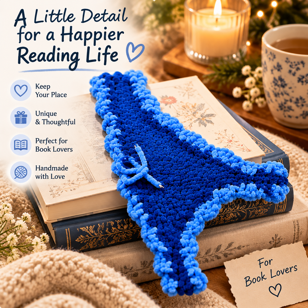 Handmade Crochet Bookmark | Cozy Book Lover Gift