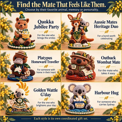 🇦🇺🐨 Australia 125th Anniversary Crochet Keepsake – 3D Aussie Animal Collectible & Gift Box 🎁