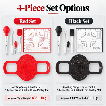 🔥🦃 BBQ & Thanksgiving Essential! 🍗 Heat-Resistant Silicone Turkey Roasting Sling 🍖✨ Easy-Lift Meat Lifter with Basting Tools 🧑‍🍳🍽️ Perfect for Turkey, Chicken & Holiday Roasts 🎄🎁
