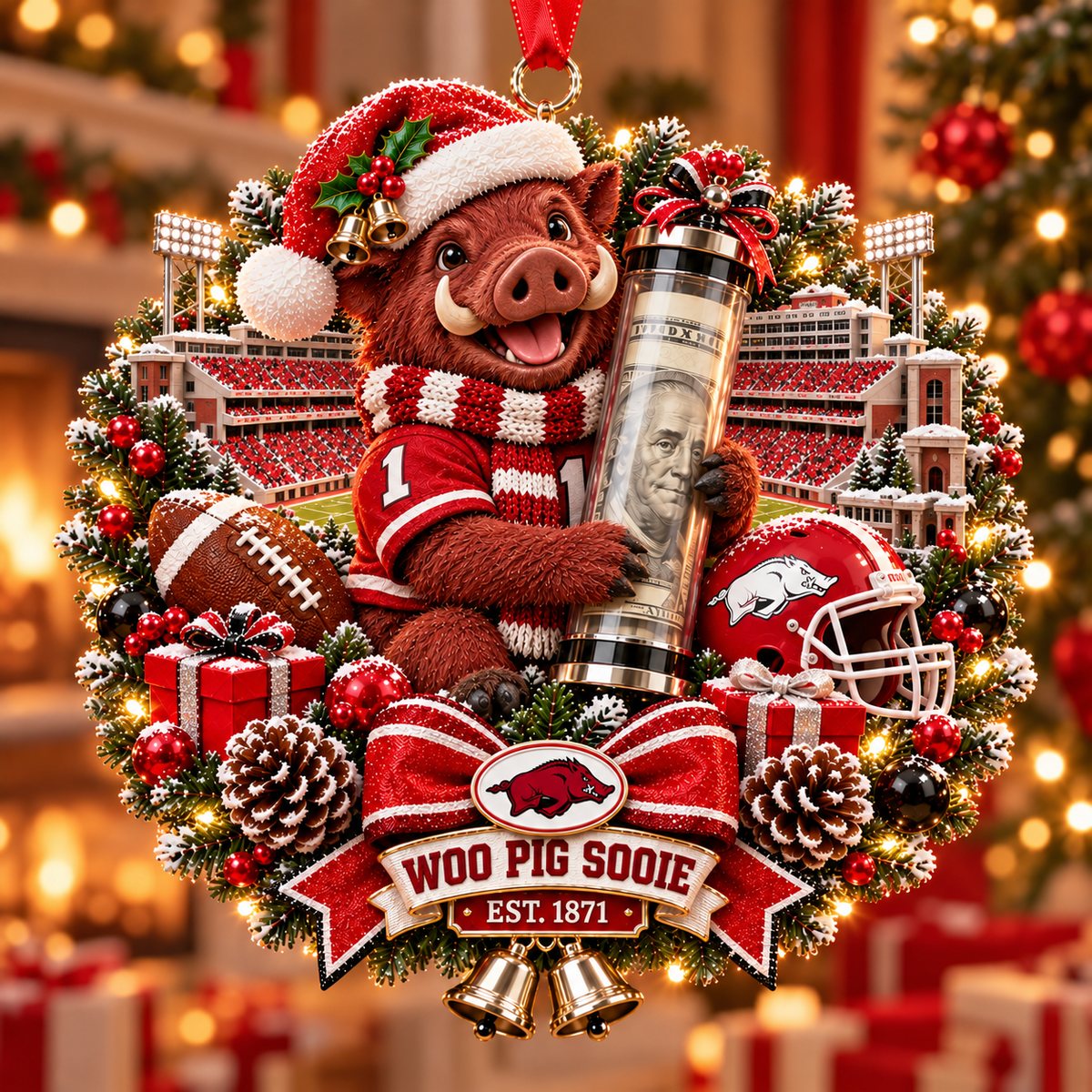 🏈🎄 College Football Money Surprise Ornament