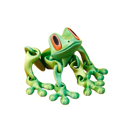 Detailed 3D printed frog with expressive face and long limbs