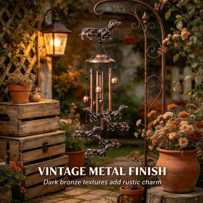 🐶 Dachshund Metal Wind Chime, Outdoor Garden Decor