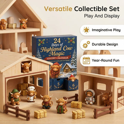 🐮 24-Day Highland Cow Advent Calendar – 24 Surprise Acrylic Ornaments
