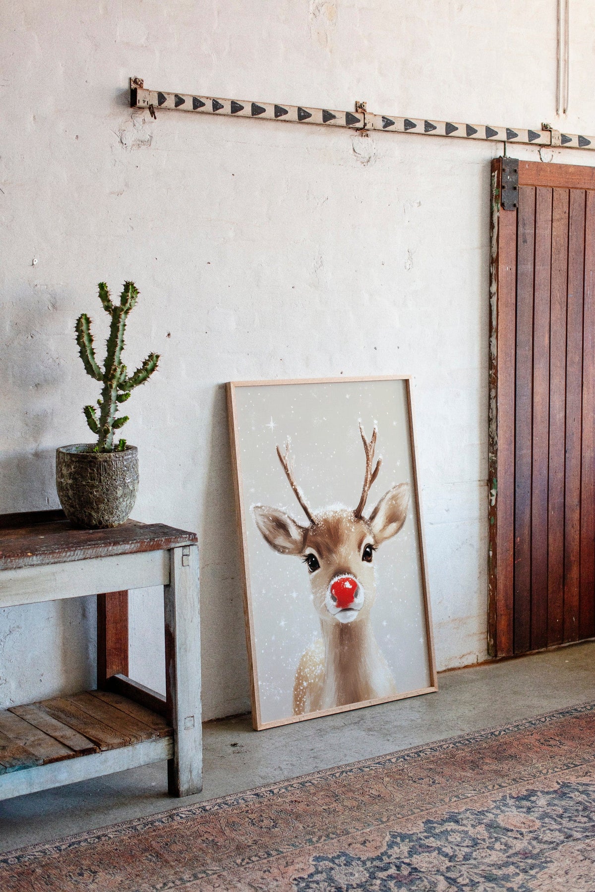 🦌❄️ Adorable Snowy Reindeer Wall Art – Cozy Christmas Print for Festive Home Decor 🎄