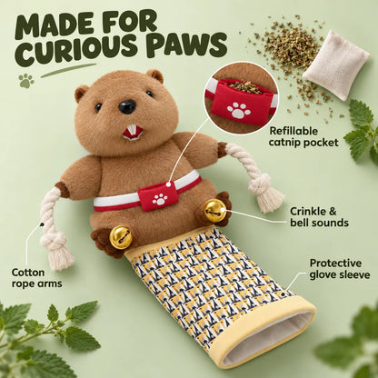 🤼‍♂️ Cat Wrestling Glove Toy [Catnip Pocket Included] - Safe, Interactive Play for Your Feline!