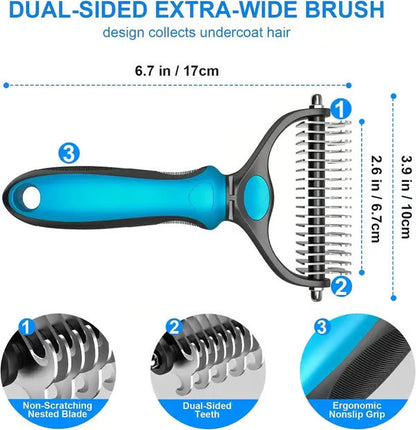 😻🐕🐾Professional Double-Sided Pet Grooming Rake