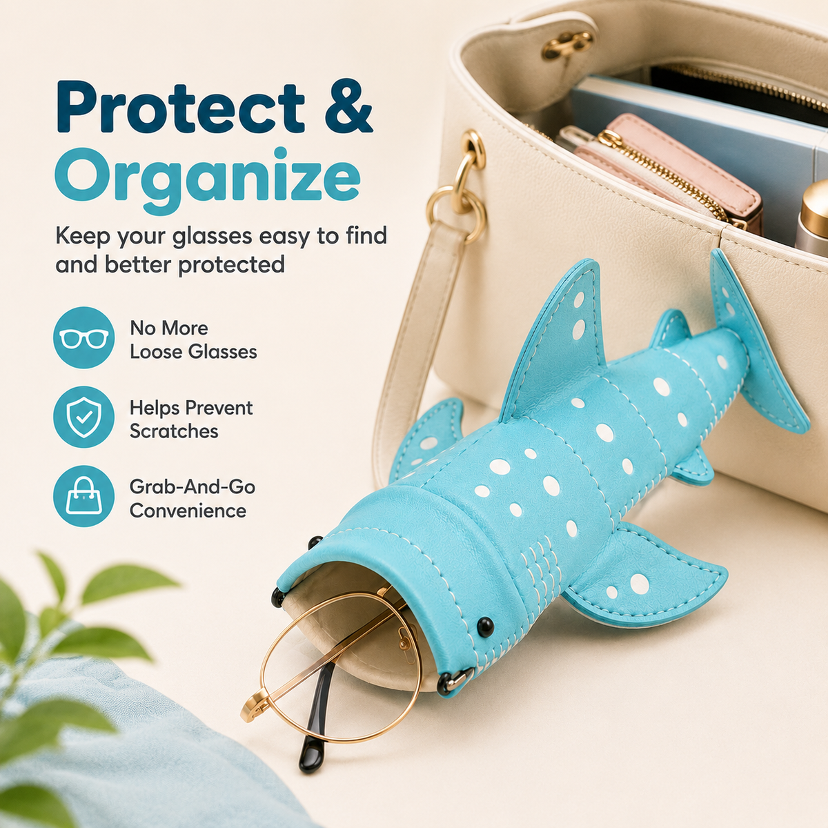 🦈✨ Cute Shark Wide-Mouth Glasses Case – Fun & Protective Eyewear Holder