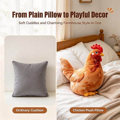 🐔 Chicken-Shaped Plush Pillow – Cute Realistic Hen Stuffed Animal & Cozy Home Decor Cushion ✨