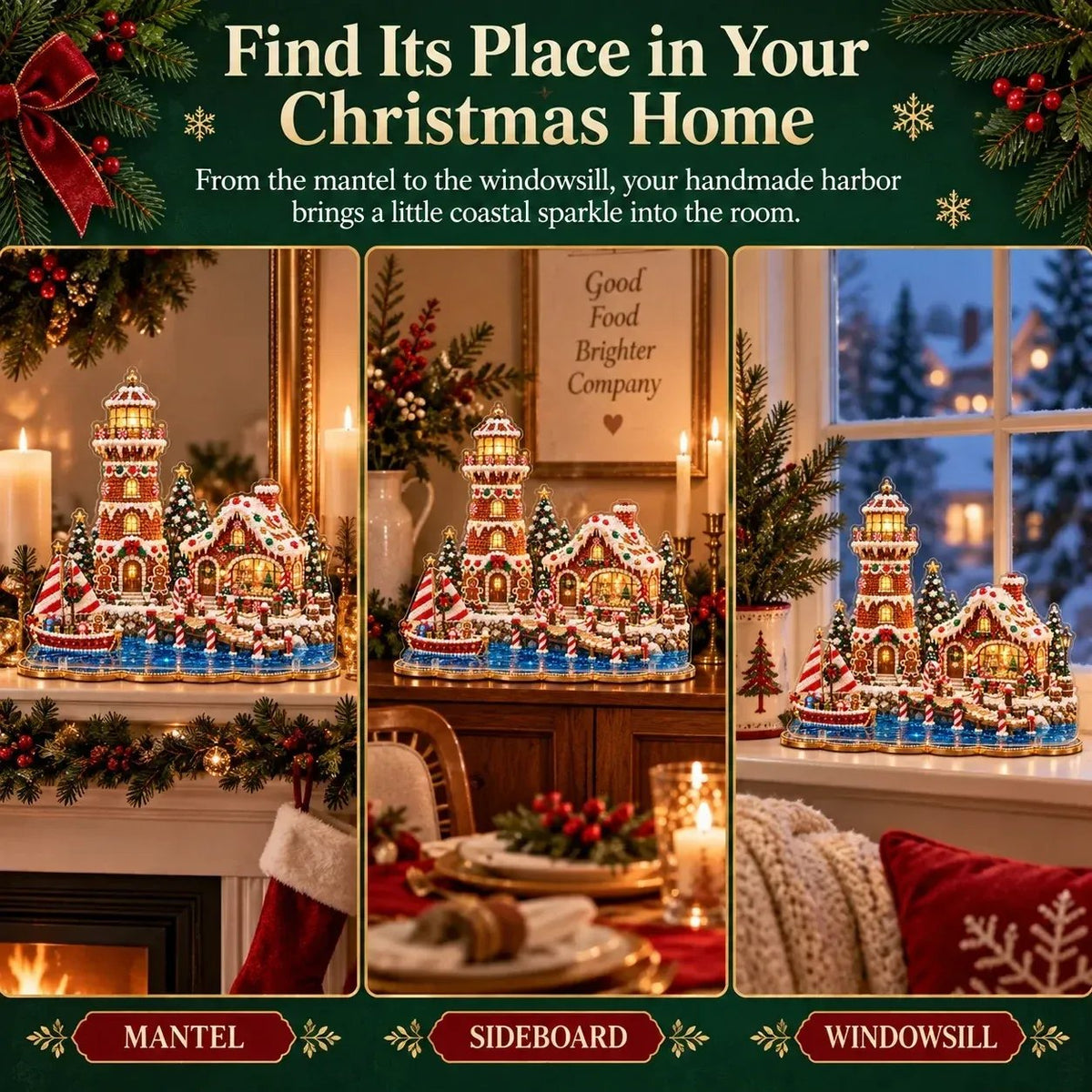 ✨ Christmas Lighthouse Pearl Diamond Painting Kit – DIY Holiday Decor