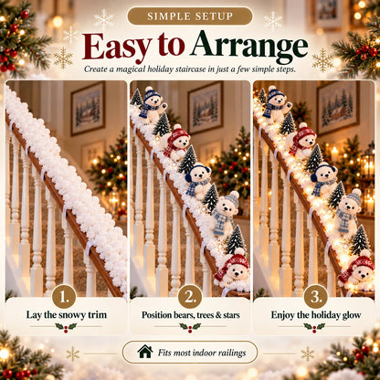 🐻‍❄️ Polar Bear Snowy Staircase Lighted Railing Décor