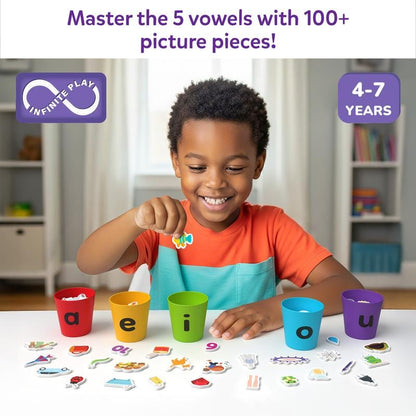 📚 Phonics Vowel Sorting Game – 100+ Picture Pieces for Ages 4–7