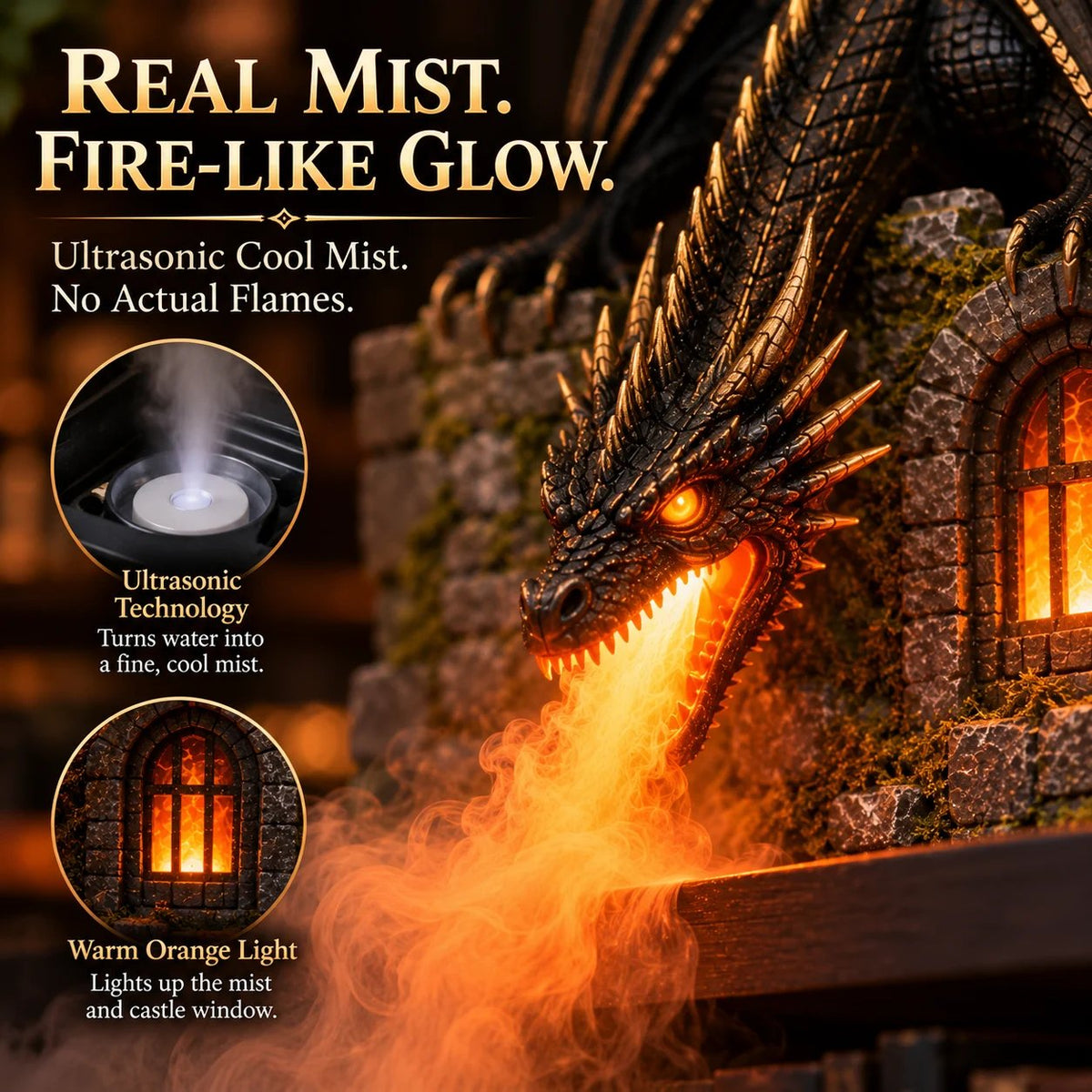 🐉 MistWyrm Dragon Diffuser – Glowing Dragon Mist for Fantasy Bookshelf Decor