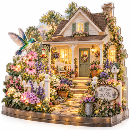 🌷DIY Layered Acrylic Garden Cottage Kit with LED Lights✨