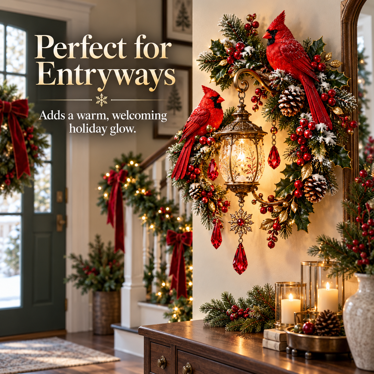 🔥Last Day 49% OFF🔥Cardinal Christmas Lantern Glow™ – Lighted Holiday Wall Decor