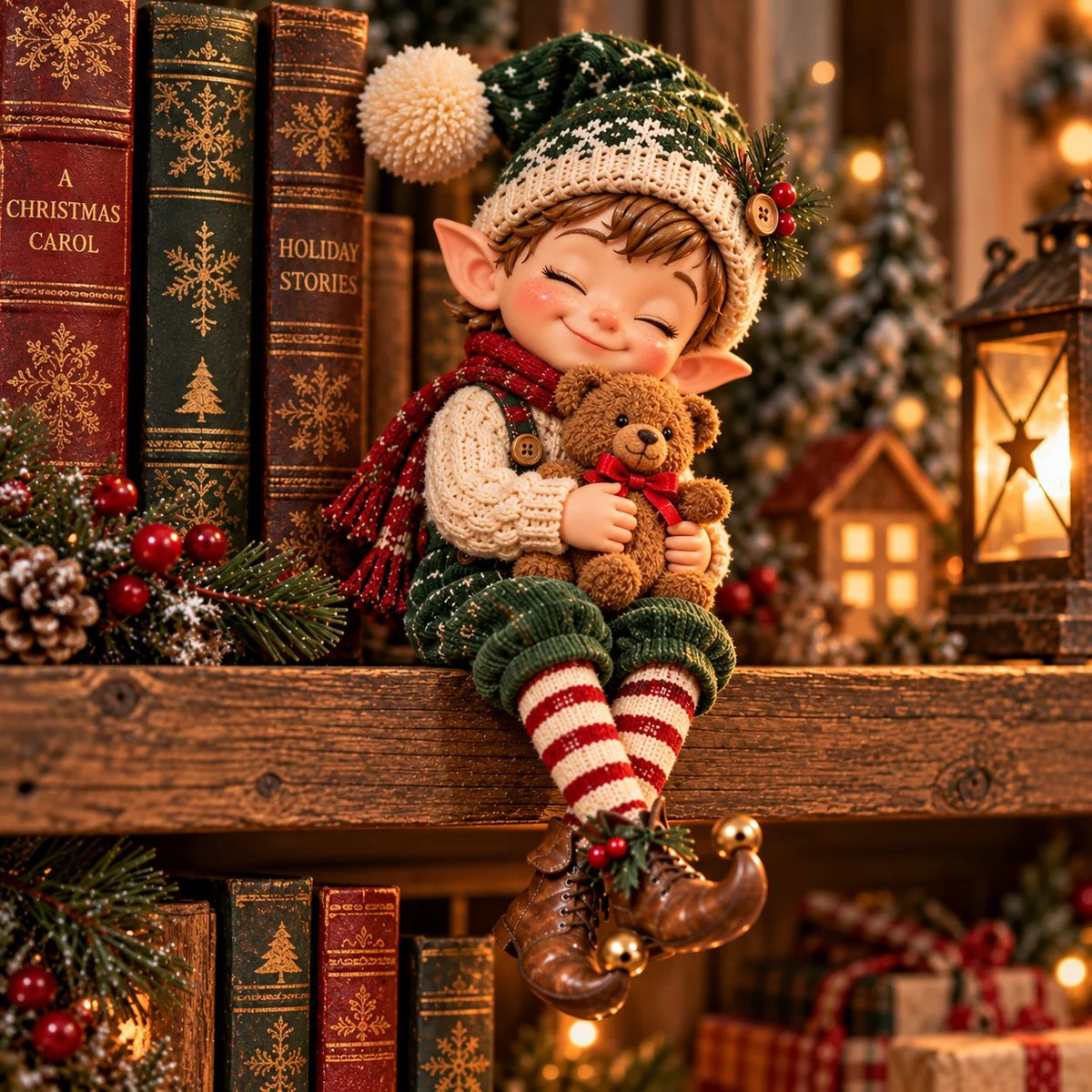 Adorable Christmas Elf Shelf Sitter Figurine