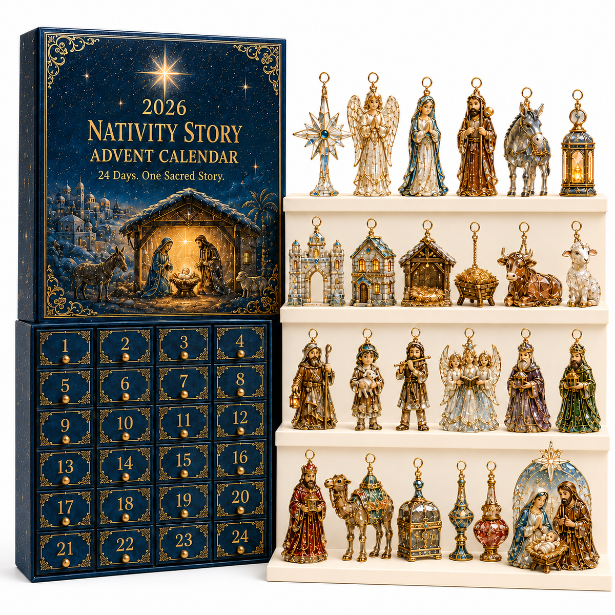 🎄 TODAY ONLY: 50% OFF! 🎁 2026 Nativity Story Advent Calendar – 24-Day Christmas Countdown Ornament Set ✨