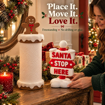 🍪 Playable Double-Style Corner Tissue Container, Fun Christmas Accent for Kitchen & Foyer