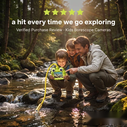 🐸🔍 Kids’ Frog Exploration Camera – 1080P HD, 22-Inch Flexible Probe & LED Lights