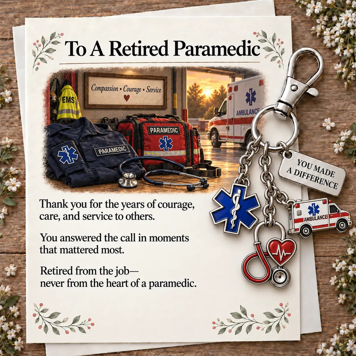 ✨ You Make a Difference Retirement Gift Set – Career Keychain & Matching Card